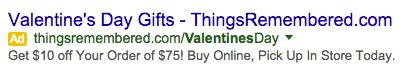Things Remembered Valentine's Day ad.