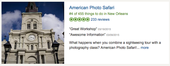 American Photo Safari ranks fourth out of 455 things to do. 