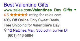 Zales Valentine's Day PPC ad