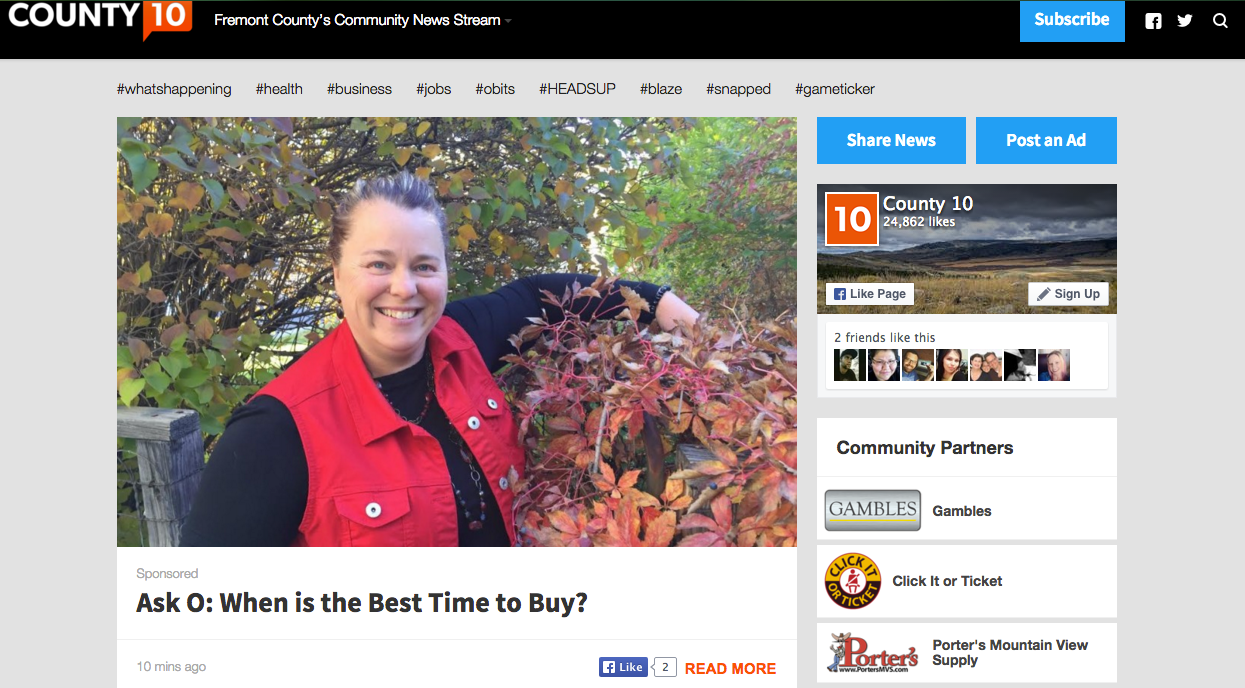 "County10" is a community news site created by Pitch Engine servicing Fremont County, Wyo.