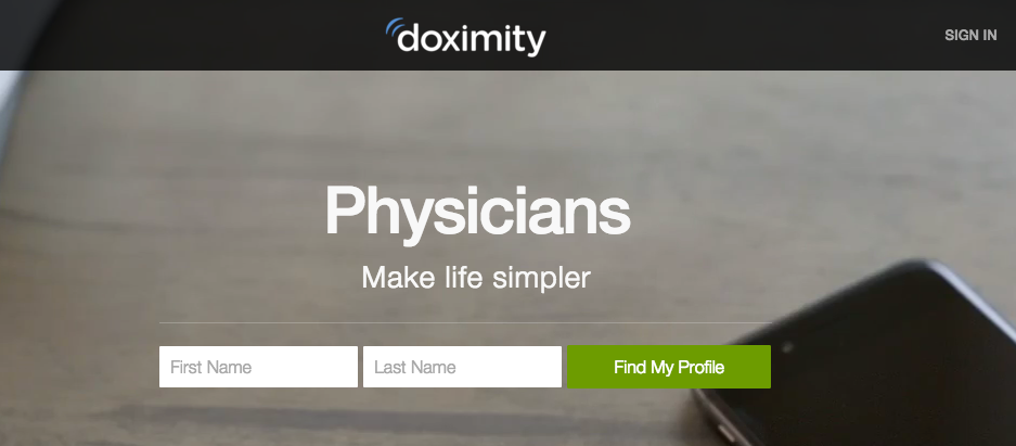 Doximity, a private social network for physicians.