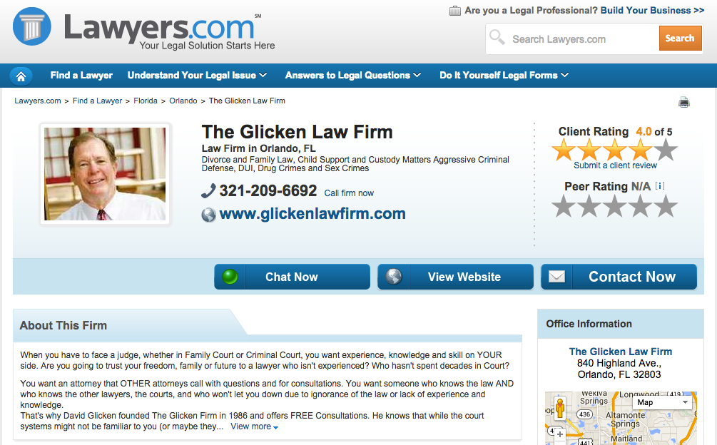 The Glicken Law Firm Lawyers.com Profile