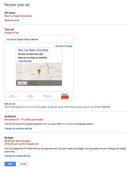 AdWords Express: Review your ad.
