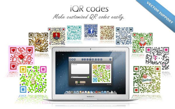 The iQR codes app for OS X lets you create and customize QR codes.