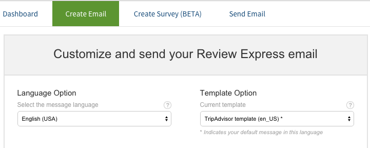 Select a language and email template.