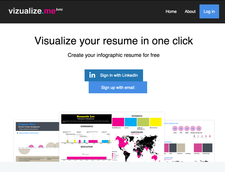 Visualize.me: Infographic tool to illustrate your resume.